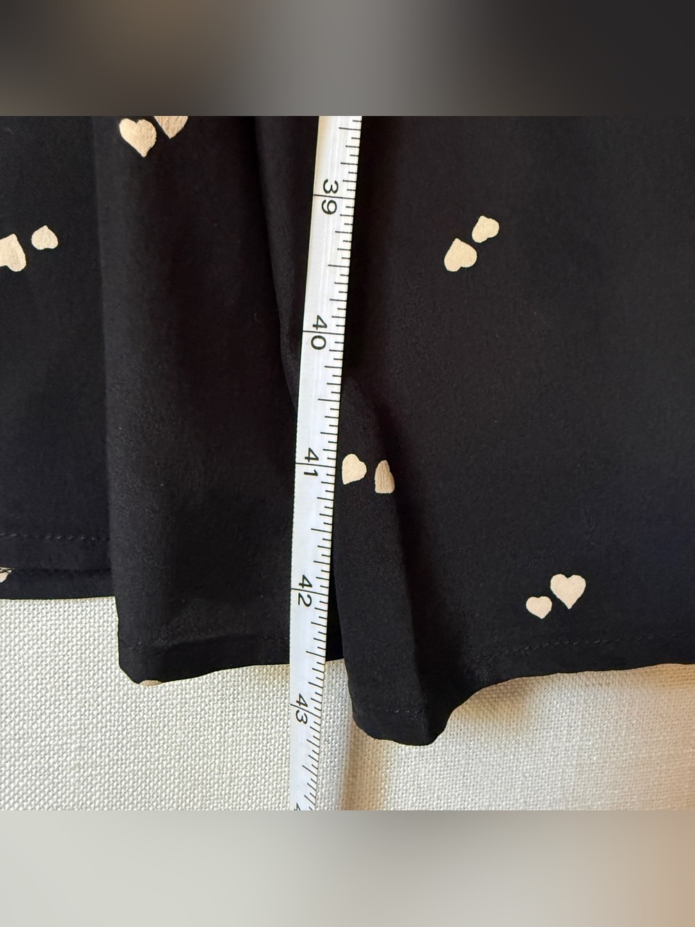 Vintage Ciao Ltd 100% Silk Black Heart Print Dress Sz 8 Belted Pockets - Picture 16 of 16